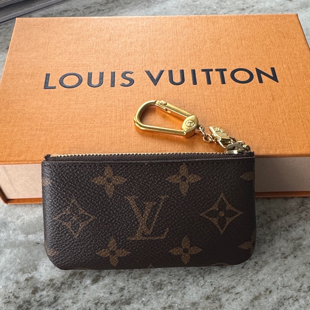 Louis Vuitton Brown Monogram Key Pouch with Gold Hardware